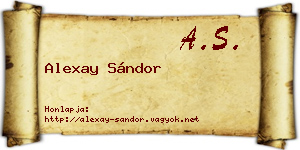 Alexay Sándor névjegykártya